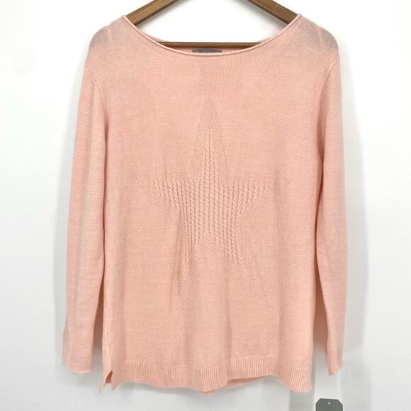 NWT WIT & WISDOM Cable Knit Star Sweater Pink Size Small Casual Soft Cozy - Picture 2 of 7